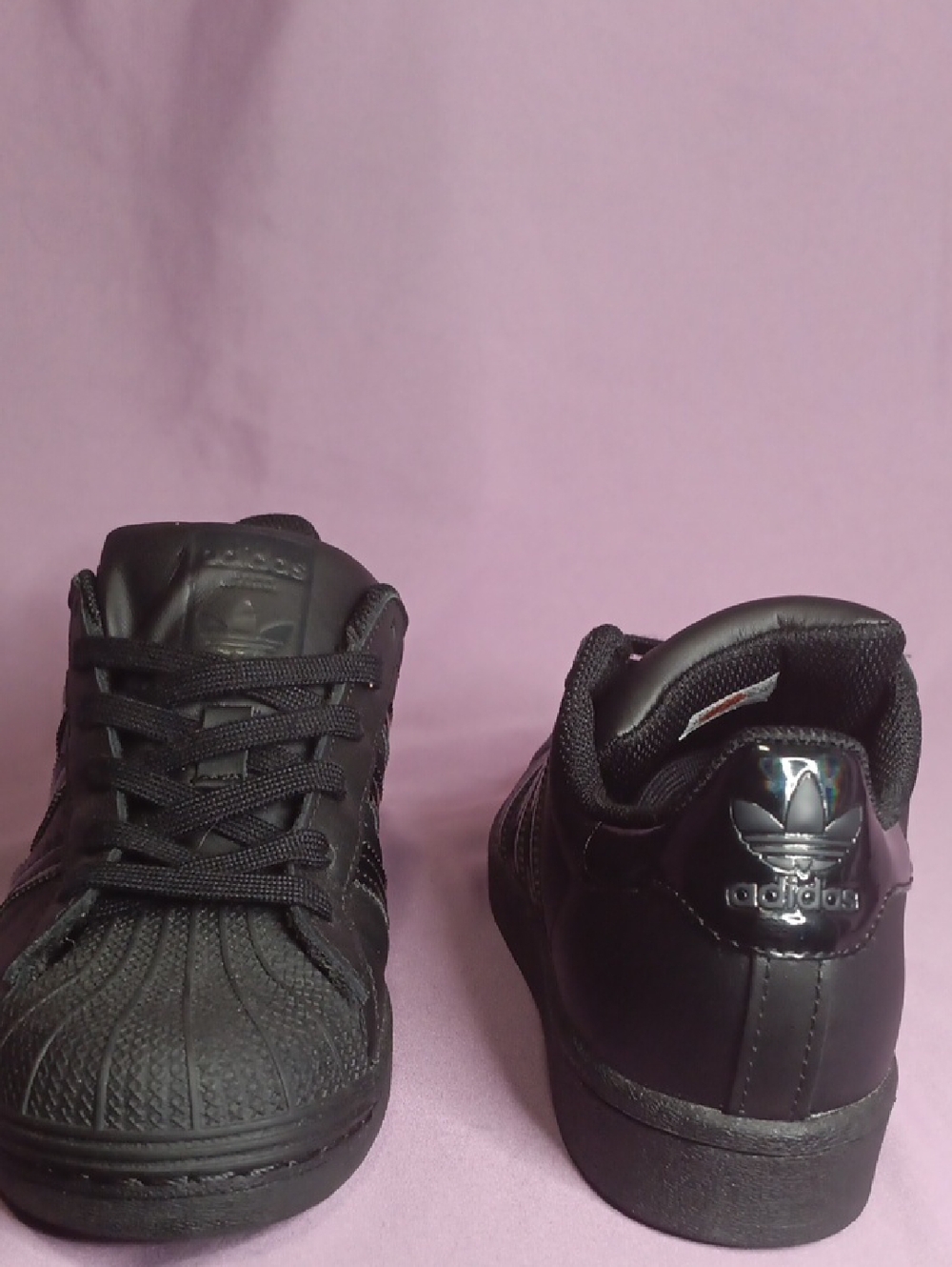 adidas Black Leather Superstar Kids Sneakers